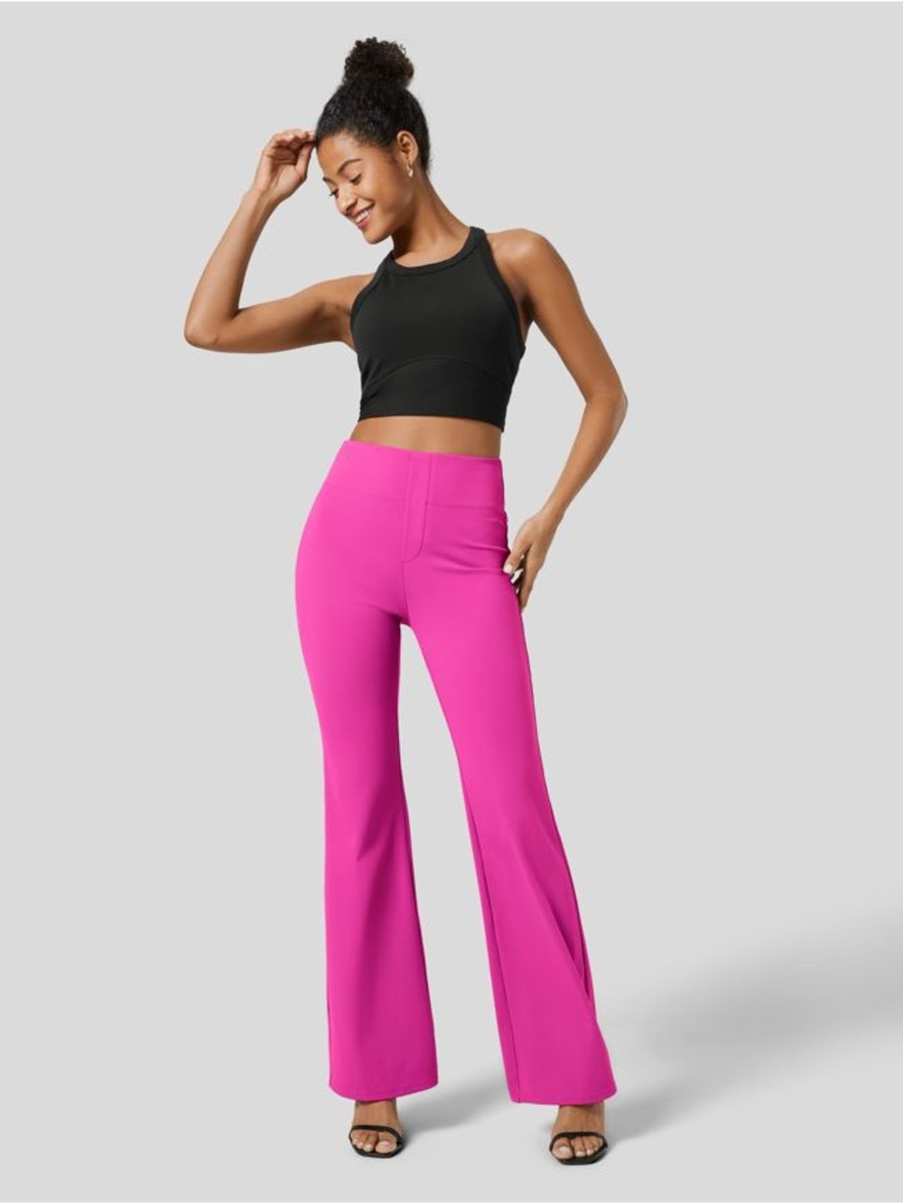 Halara hot pink high waisted flare pants